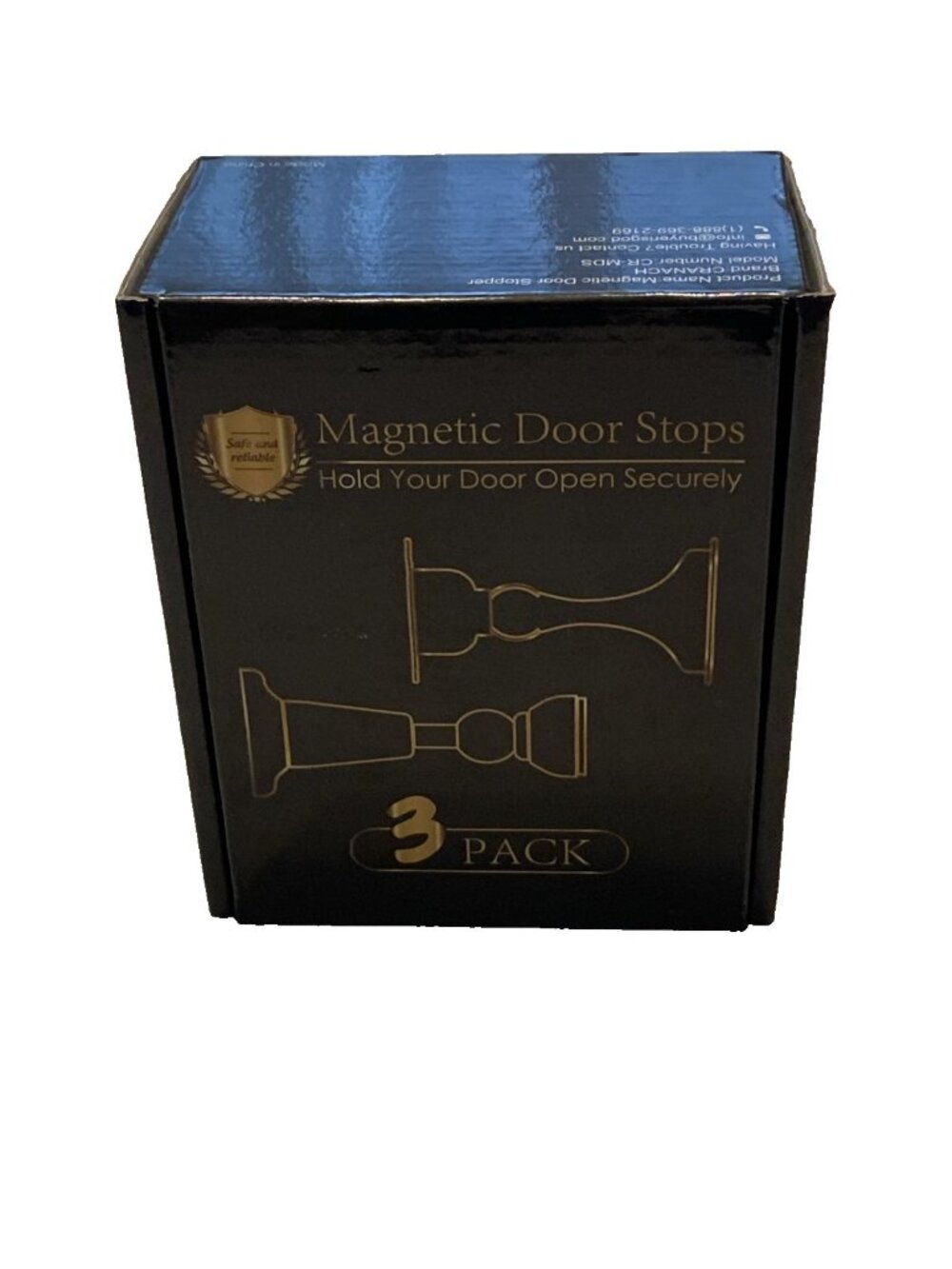 Cranach Door Stopper Magnetic Door Stop Catch Black Stainless Steel 3 Pack